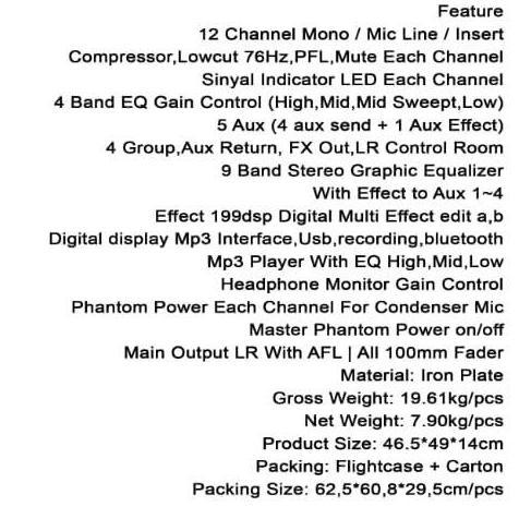 MIXER AUDIO ASHLEY DYNAMIC 12 channel original