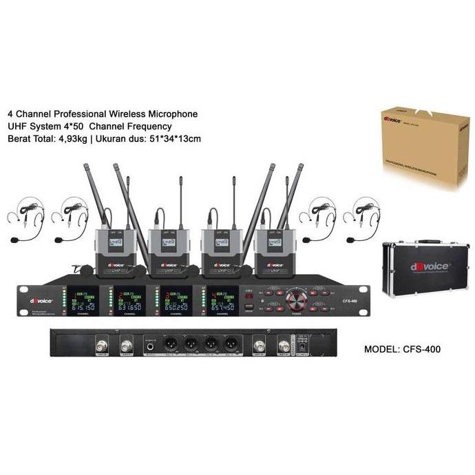 MIC WIRELESS DBVOICE CFS 400 CFS400 4 MIC JEPIT HEADSET