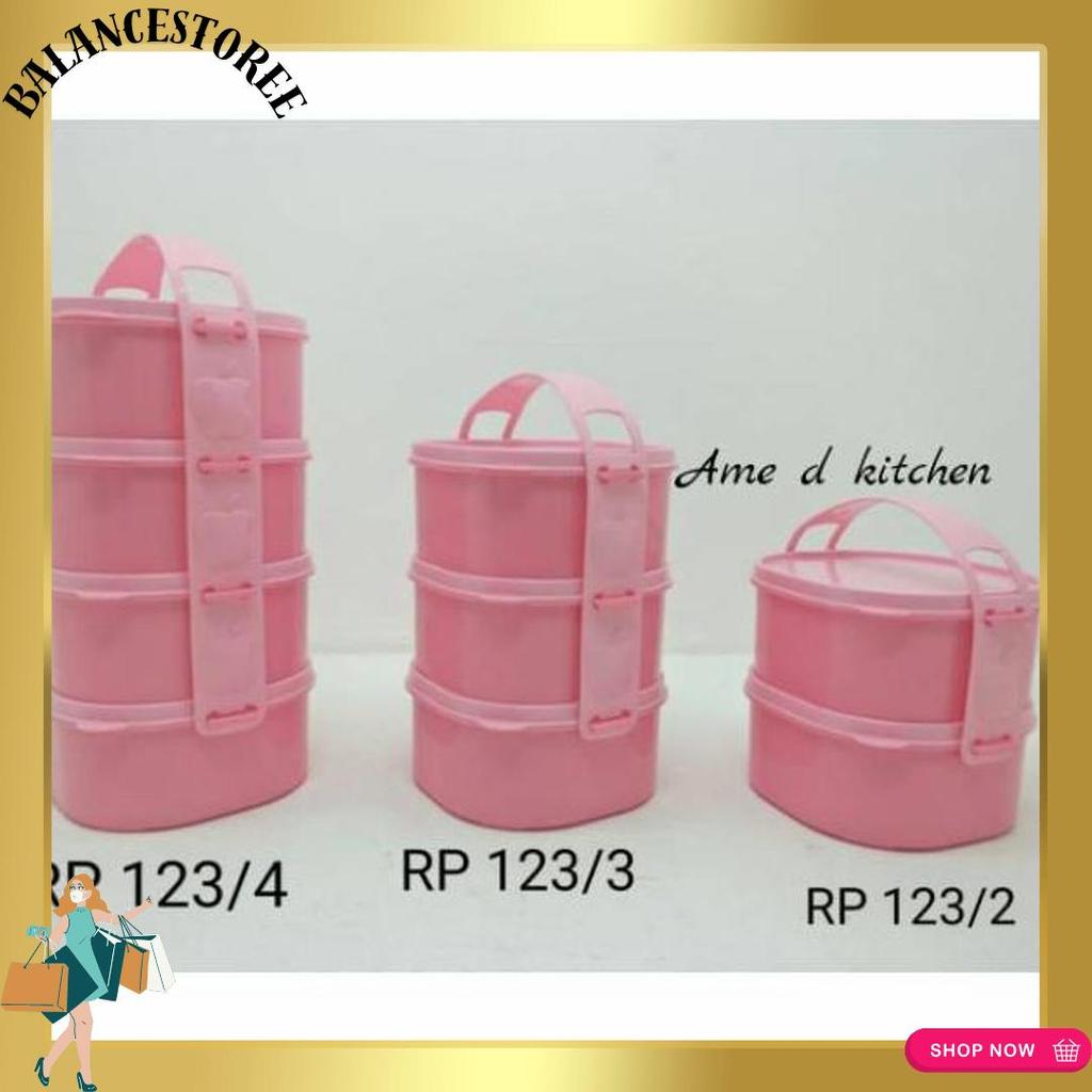 Promo Rantang Piknik Anak Susun 4 Pink Golden Lemon Rp 123-4