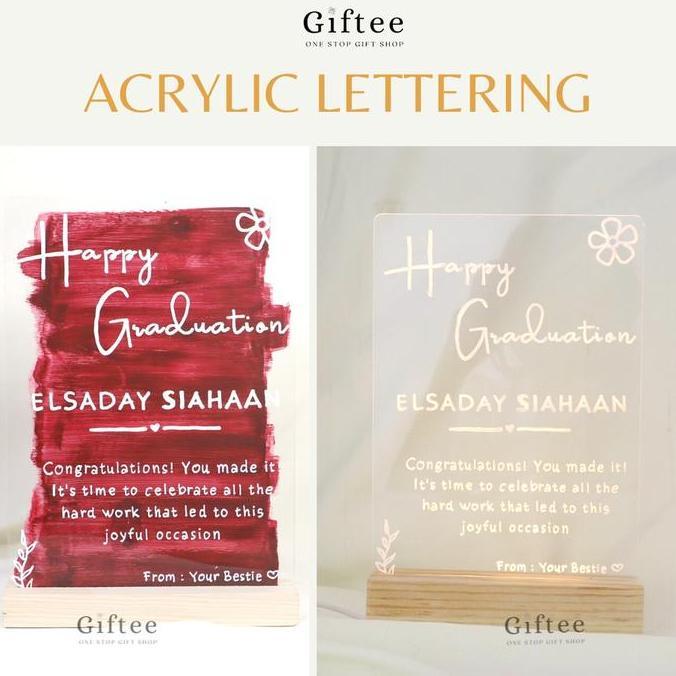 CUSTOM ACRYLIC LAMP WITH LINE ART PAINT TULISAN KADO HADIAH AKRILIK