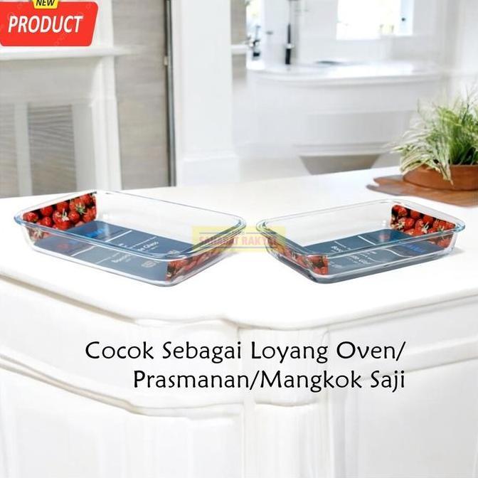 Loyang Oven/Mangkok Segi/Prasmanan Kaca Borosilikat Tahan Panas dan Dingin Takawa