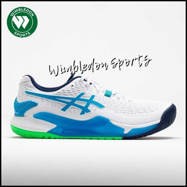 Sepatu Tenis Asics Gel Resolution 9 White / Digital Aqua / Asics Gel Resolution Tennis Shoes / Sepat