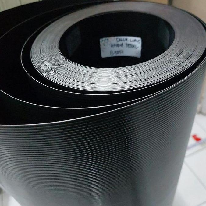 Fiber Penutup Pagar 120cm Motif Salur Lurus Hitam Tebal