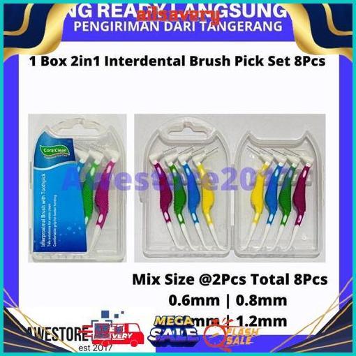 Langsung Kirim 1 Box Mix 4 Size Interdental Brush 2In1 Sikat Gigi Ortho Behel Kawat