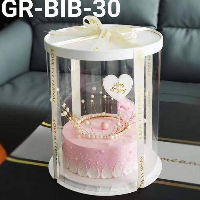 NEW GR-BIB-30 KOTAK DUS CAKE GLASS MIKA GIFT BOX KUE BULAT HANTARAN 30CM ORI