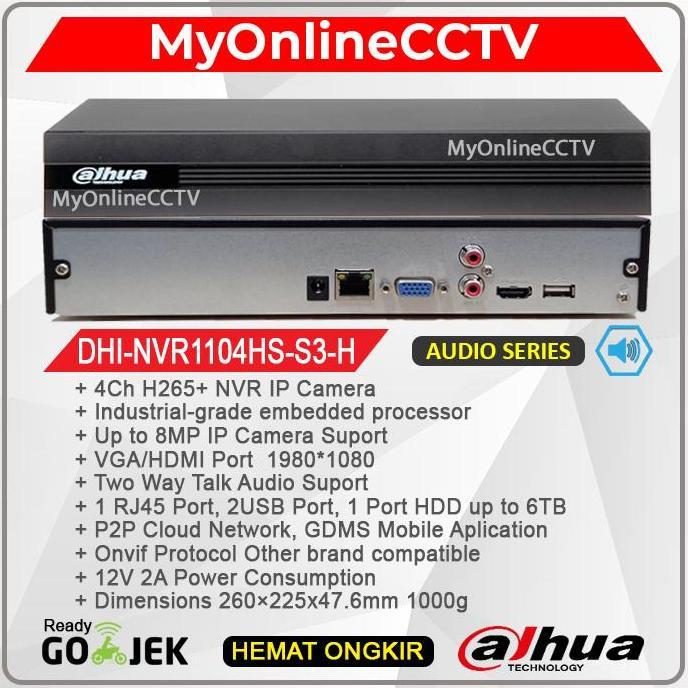 Nvr1104Hs-S3/H Nvr Ip Camera Cctv 4Ch Dahua Bardi Hikvision