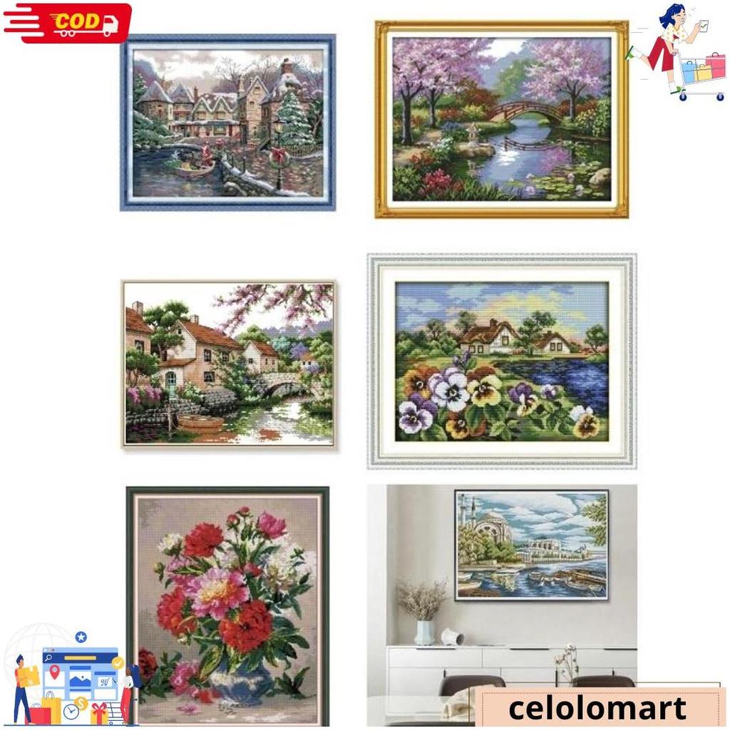 Kristik Pemandangan Indah Set Embroidery Craft Set Complete - Kerajinan Menyulam Set Lengkap Kristik