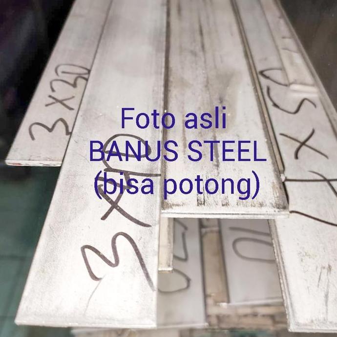 Strip stainless tebal 8 mm x 60 mm x 1 meter plat strip stainless 201