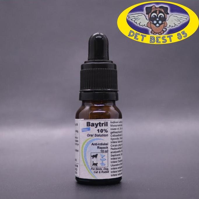 Baytril 10% 10ml Enrofloxacine Antibiotik Spektrum Luas Hewan-Pet-Bird