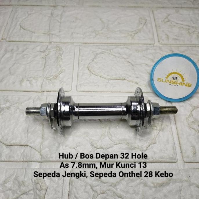 Hub Bos Roda Depan 32H POLO Untuk Sepeda Onthel 28 Onta Ontel Jengki As Kecil Mur Kunci 13
