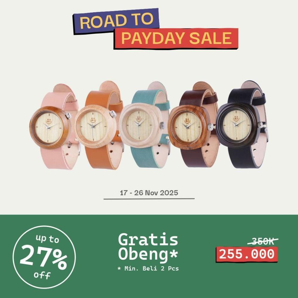 Jam Tangan Kayu Kama Watch Edisi Strap Gingerbread Jam Tangan