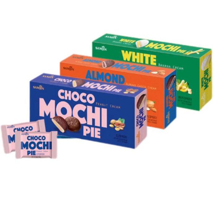 Samjin Mochi Pie 150gr - Camilan Korea Premium Varian Choco Almond Sensasi Lembut Manis Bikin Nagih 