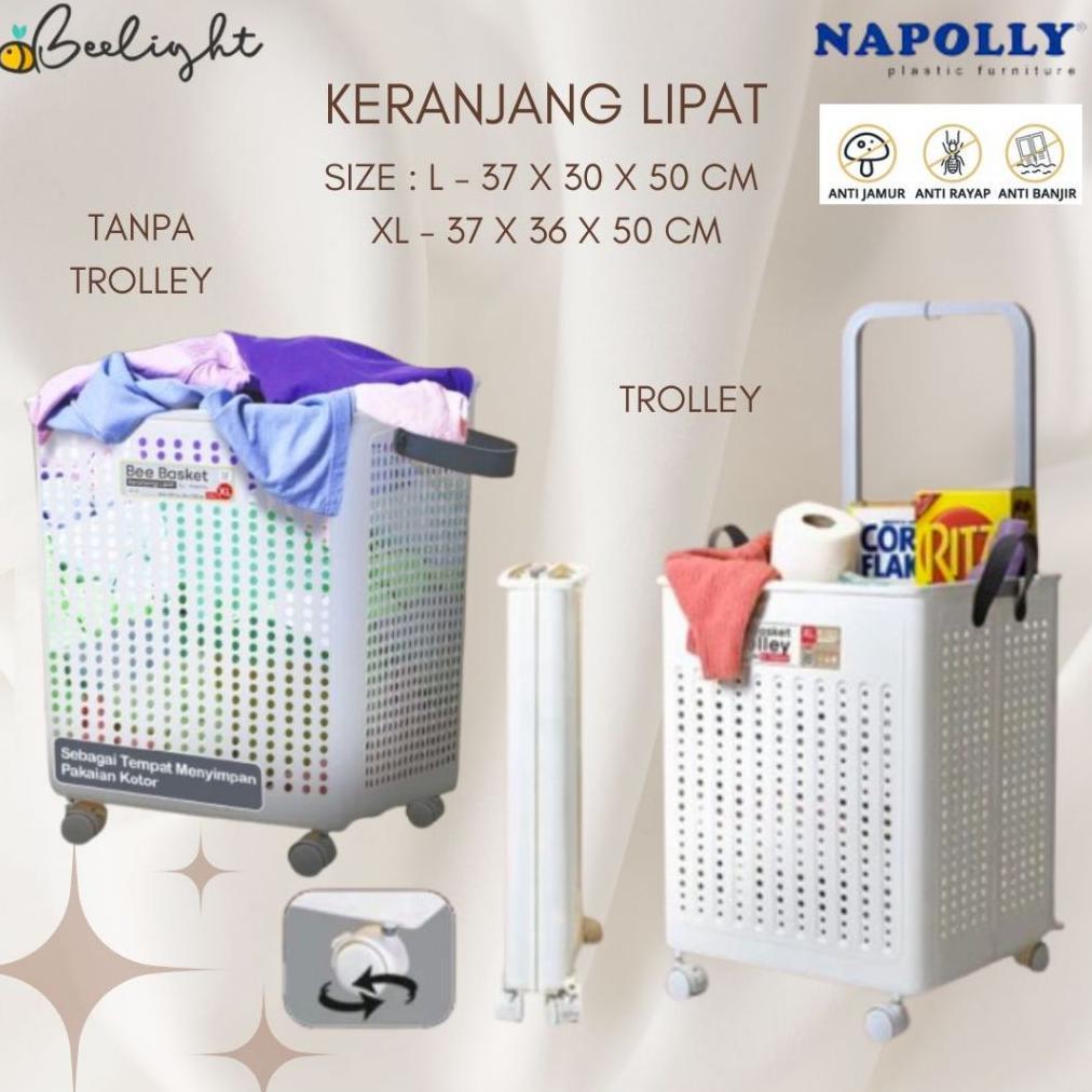 KeranjangTrolleyTas Tempat Plastik Serbaguna Dengan Roda