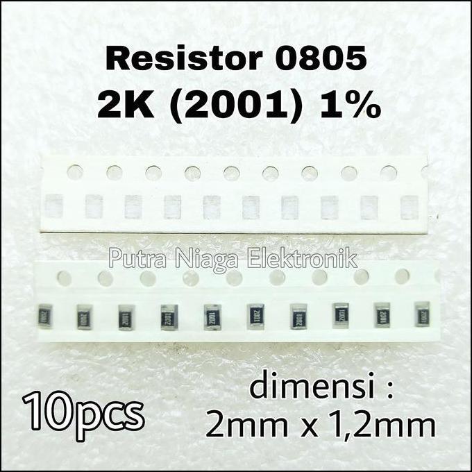 (10pcs) Resistor SMD 0805 2K 1% Tahanan 2000 ohm Marking: 2001 putran1a Berkualitas
