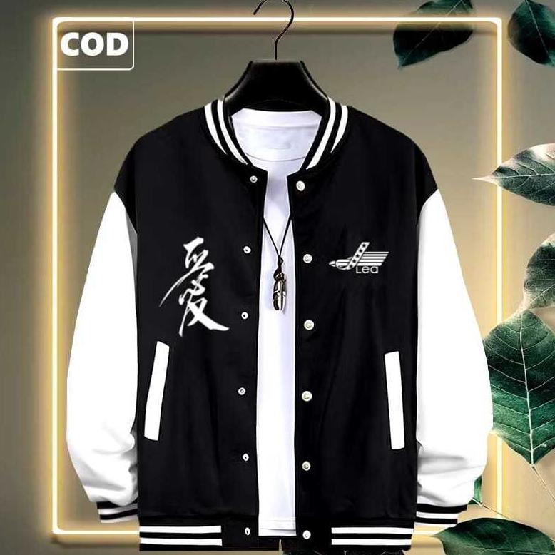 BISA COD Jaket Bomber Varsity Baseball Kancing LEA RILEX KIRKA Text  PUTIH  Origin Premium Jaket Bas