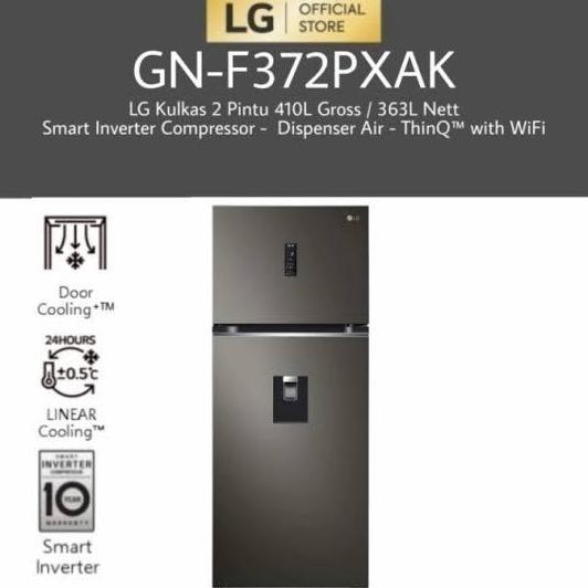 Terlaris Kulkas 2 Pintu Lg Smart Inverter 363 Liter Gn-F372Pxak Kulkas Dispenser
