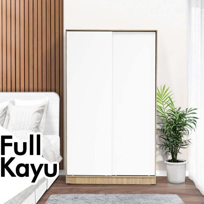 Terlaris Lemari Pakaian Kayu 2 Pintu Sliding / Geser Modern Minimalis - Taylor