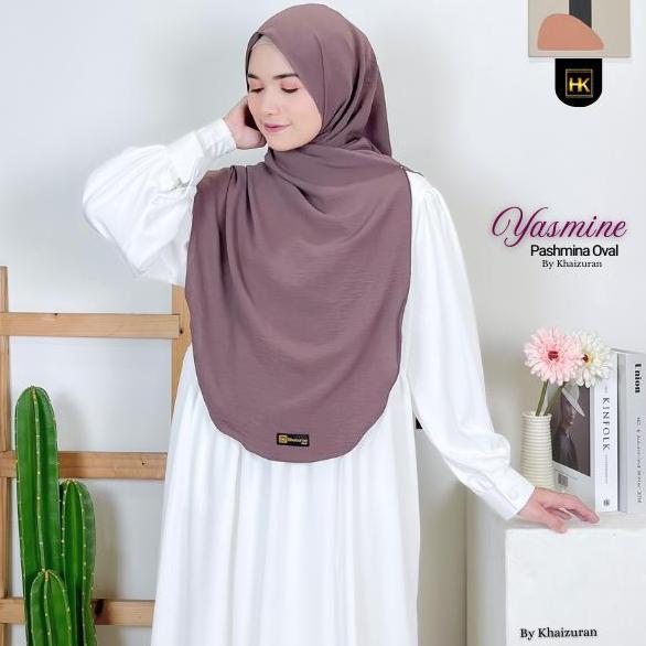 Khaizuran Pashmina Oval Syari Crinkle Air Flow Premium 192x102 cm Jilbab Muslim Hitam Non Pad Crinkl