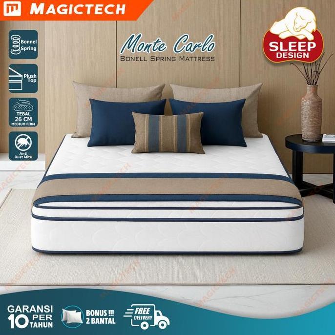 Terlaris Kasur Springbed Monte Carlo Sleep Design Plush Top 150 X 190 - 160 X 200 - 180 X 200 Cm Mat