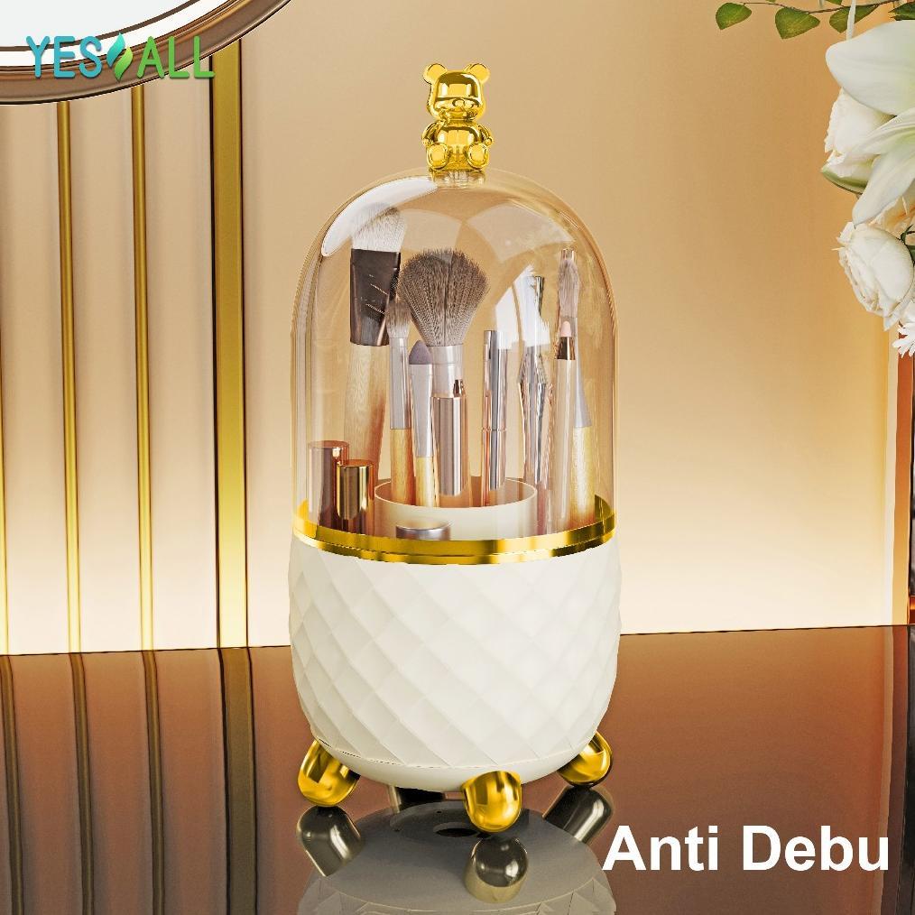 YESALL Kotak Makeup / Organizer Beruang Imut - Rak Kosmetik & Tempat Kuas Putar 360 | Tempat Brush /