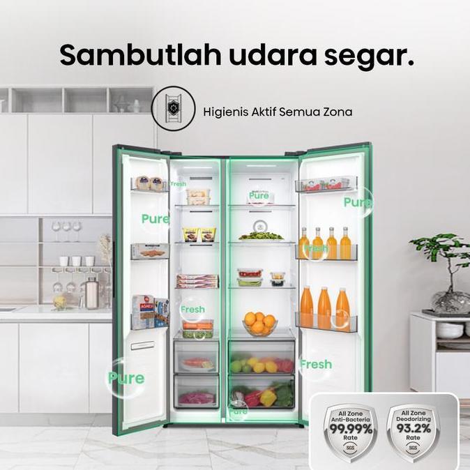 Terlaris Pintu Bahan LogamHisense-Rs708Series-Kulkas 2 Pintu (Refrigerator) Lemari Es Side By Side-K