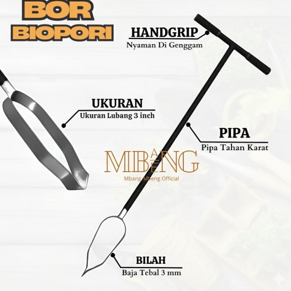 Bor Tanah Biopori (Ukuran Diameter 9 Cm)  / Bor Tanah Manual / Bor Biopori