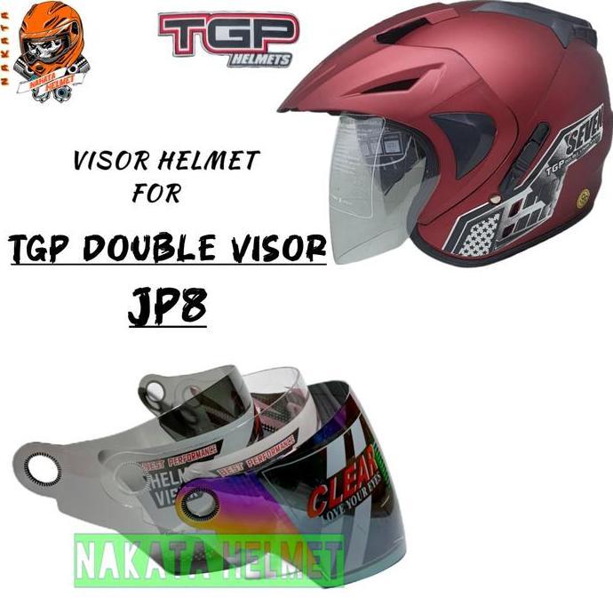 Kaca helm TGP DOUBLE VISOR visor helmet tgp JP8 bening hitam pelangi