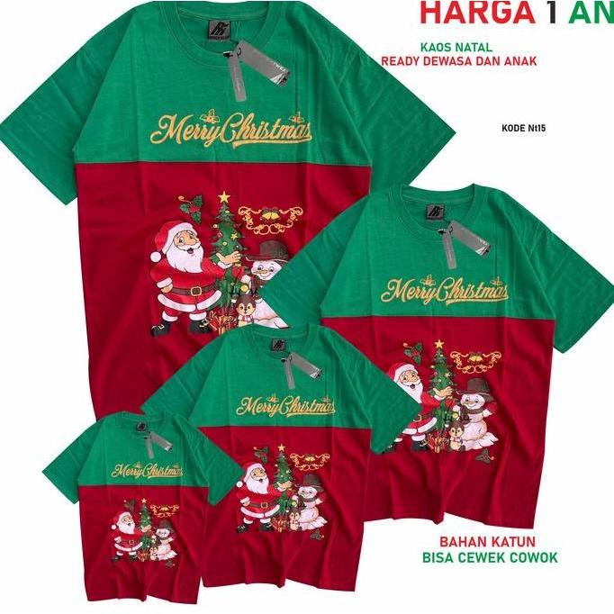 BRINGHTWEAR Kaos Natal HARGA 1 AN Anak dan Dewasa Bahan Katun 24S Size M-XXXL Fashion Oblong Baju Ke