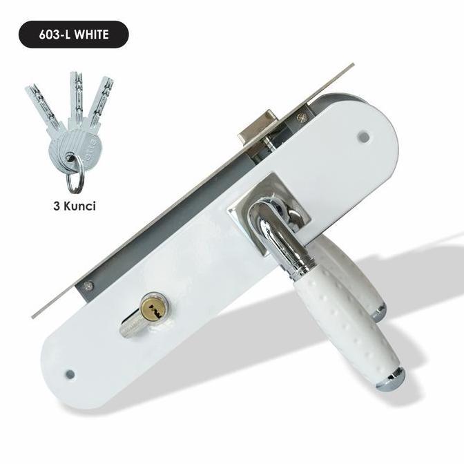 Jimali.Fabilo - Potta Handle Pintu 25Cm Kotak Putih Full Set Gagang Pintu Rumah