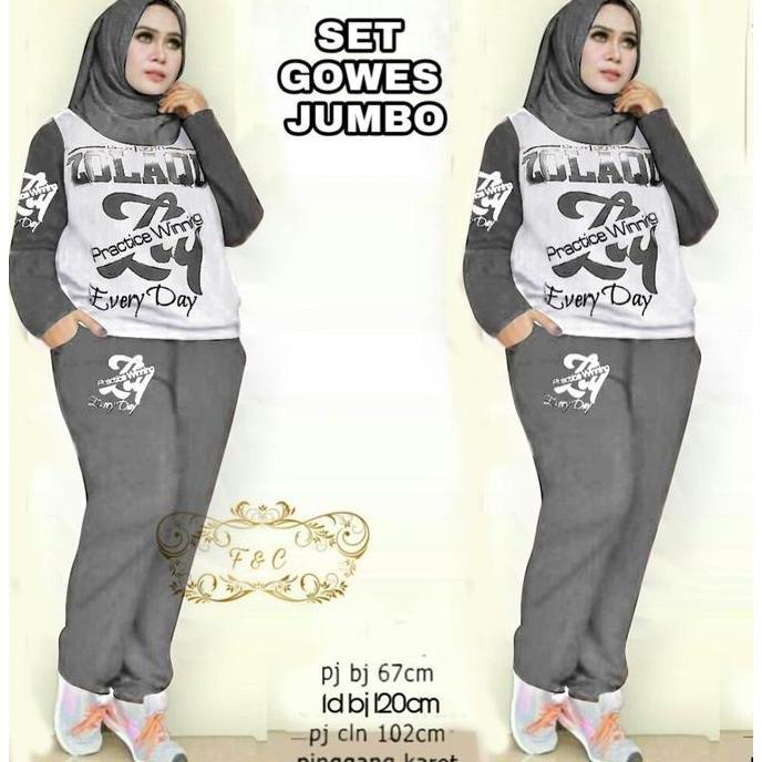 NEW SETELAN TRAINING GOWES ZOLAQU JUMBO/SETELAN OLAH RAGA WANITA BIG SIZE ORI