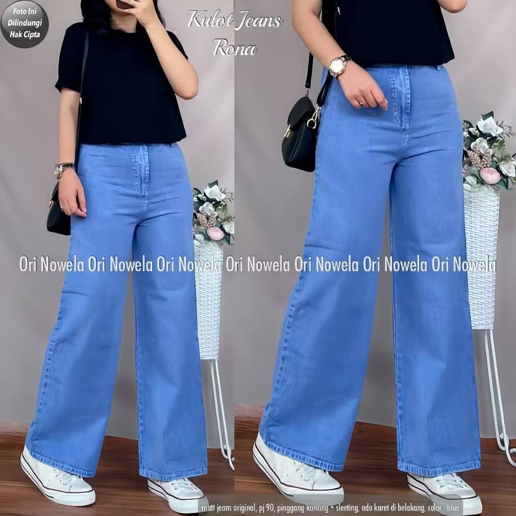 af Kulot Jeans Wanita Premium Tebal Elastis kulot jumbo