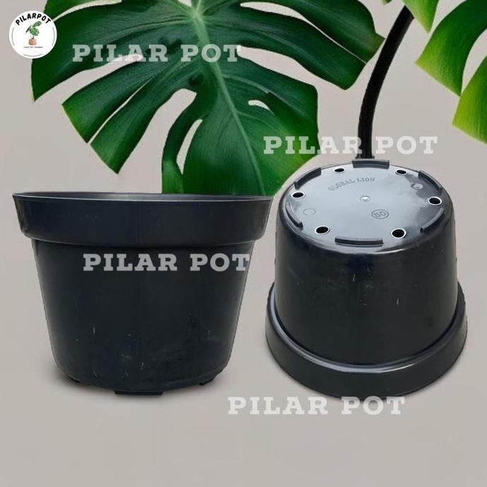 Pot Bunga Tanaman Plastik Hitam Global Lion Kembang 50 Polos - GL KEMBANG 50 POLOS