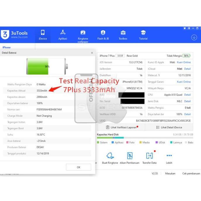Batre Baterai Iphone 8-2150Mah/8P-3400Mah Double Power Cortex Original