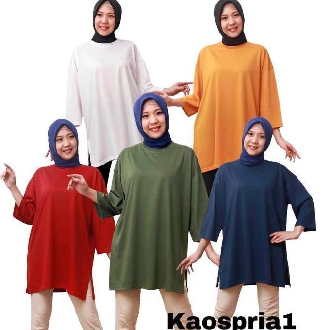 Kaos Wanita Basic Oversized Top Kaos Polos NonBusui Hijab Friendly