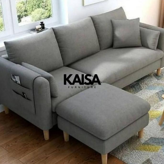 Terlaris Sofa Keren Modern Surabaya Minimalis 3 Seat + 1 Puff - Kaisa Furniture