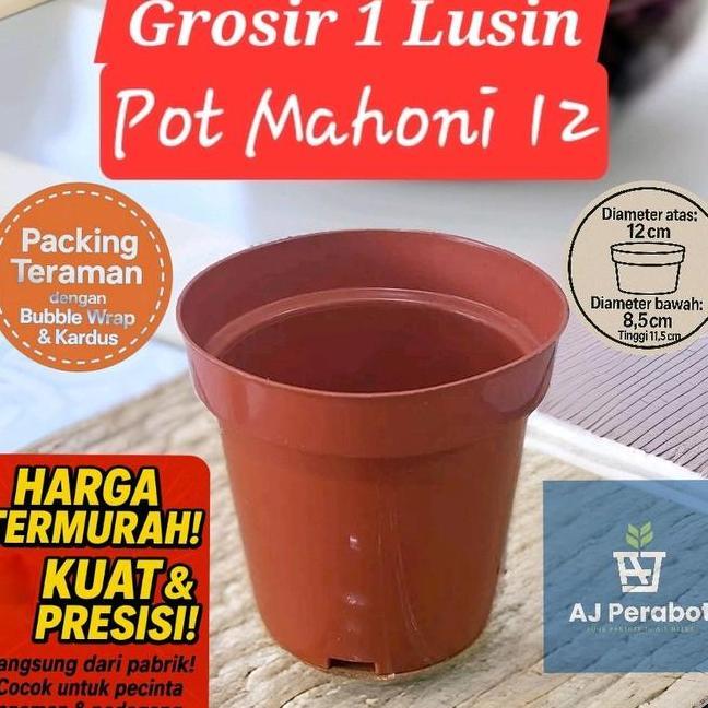 Grosir 1 Lusin Pot Polos 12 Pot Mahoni 12 Pot Srondol Pot Pot Bunga Pot Bunga Plastik Pot Plastik