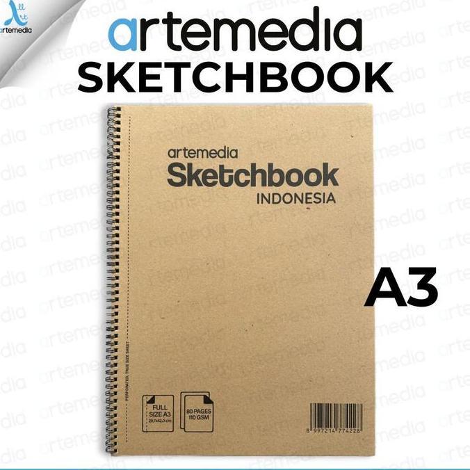 Artemedia Sketchbook Spiral A3 Buku Sketsa Pensil, Pensil Charcoal, Drawing Pen