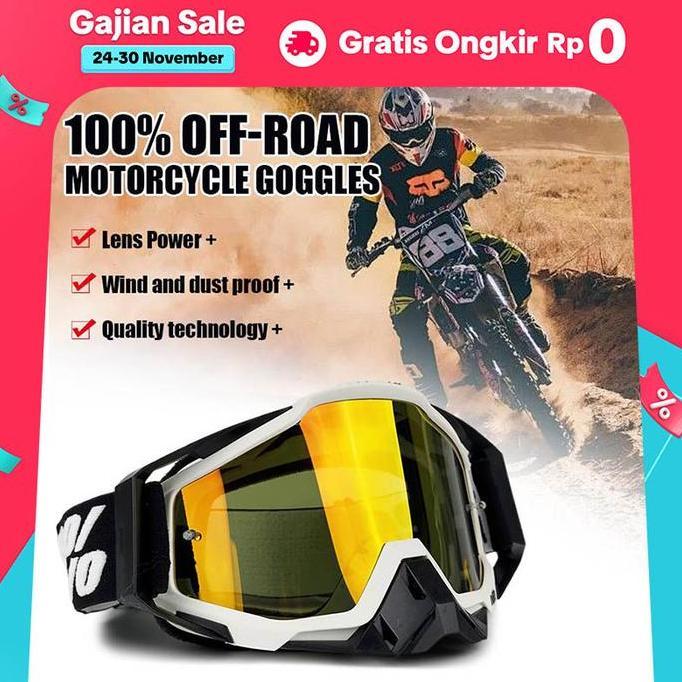 NEW GWEIN GOGGLE100% KACAMATA HELMTRAIL KLX CRF SUPERMOTO TRABASMOTOCROSS ANTI UV400 KUAT AWET LENSA