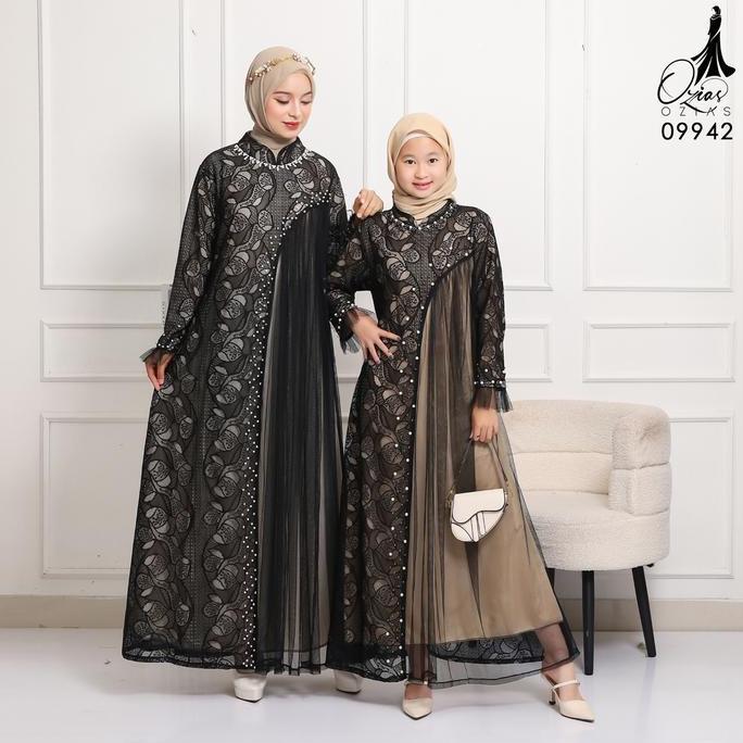 NEW GAMIS OZIAS BROKAT INAYA FIORA 09942 LD 80 95 105 120 140 I GAMIS DEWASA IBU DAN ANAK I GAMIS WI