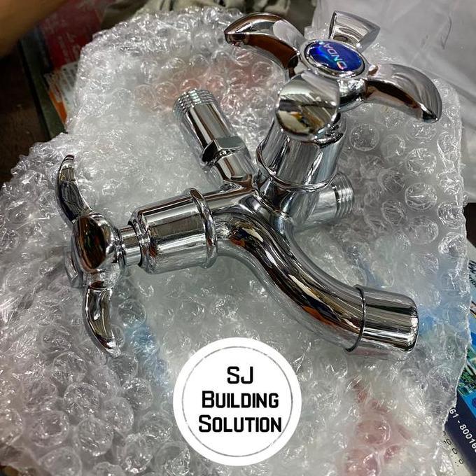 TERBARU - Kran Keran Cabang 2 (dua) Stainless ONDA Putar Keran Air Shower double