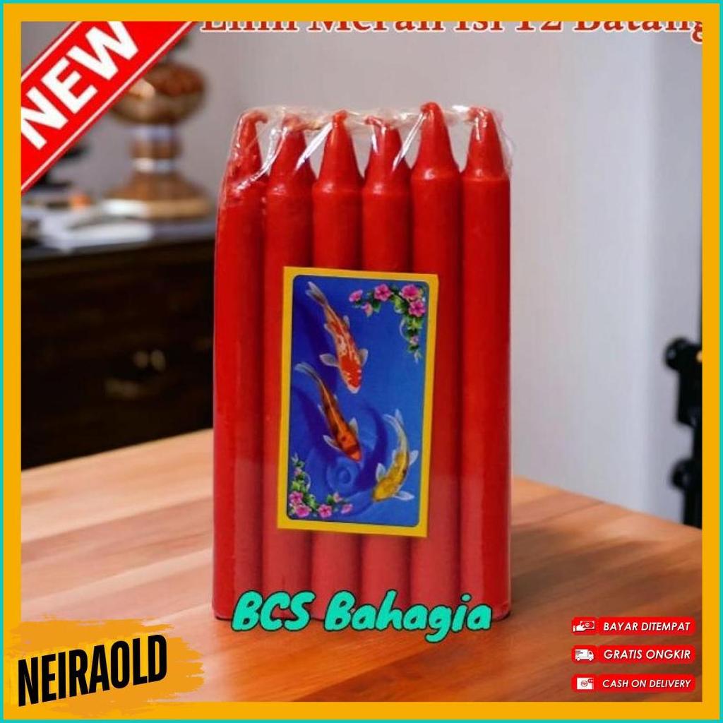 Cod Lilin Merah Sembahyang Isi 12 Batang Ukuran Besar / Lilin Sembahyang / Lilin Merah / Lilin Puja 