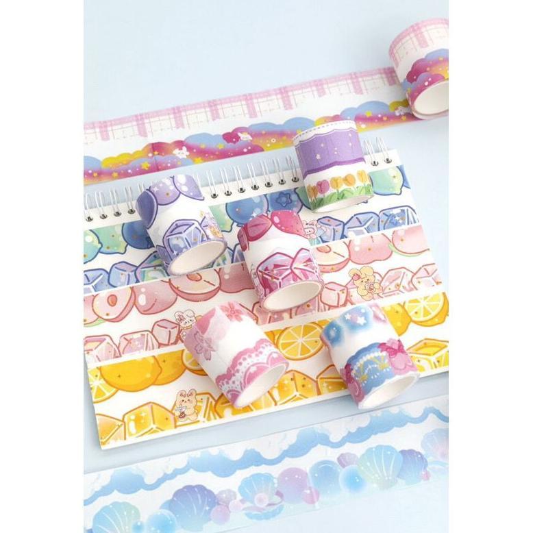 [1Box 12Pcs] Washi Tape Stiker Pinggiran Buku Hiasan Jurnal Sticker Aesthetic New
