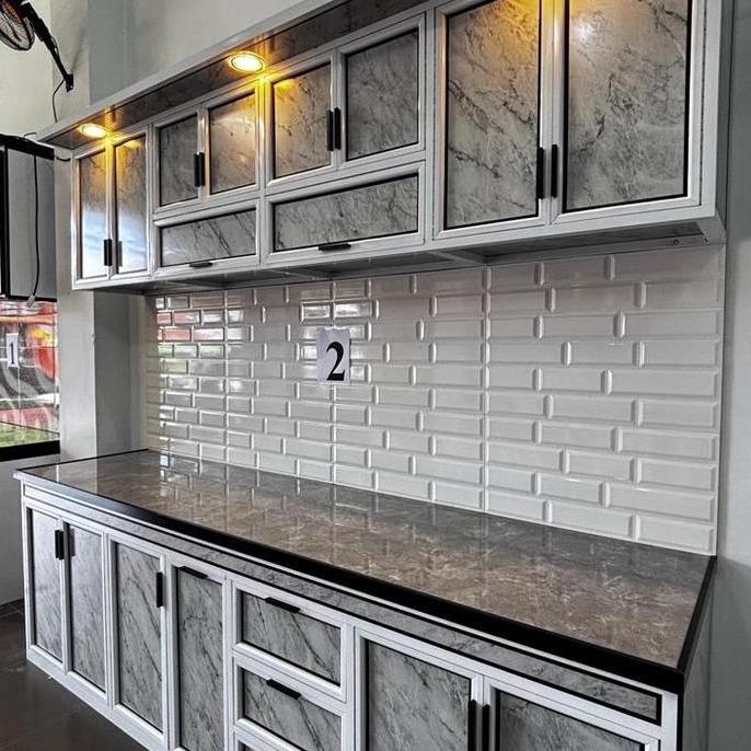 Terlaris Kitchen Set Acp Terbaru Dengan 3 Kabinet Bawah 3 Laci 1 Rak Piring Lemari Atas 6 Kabinet An