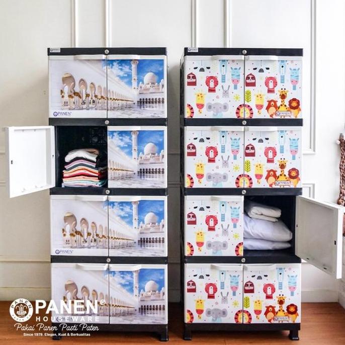 Terlaris Panen Lemari Plastik Grande 4 Tingkat Susun Kabinet Baju Anak Jumbo Cartoon Animal Furnitur