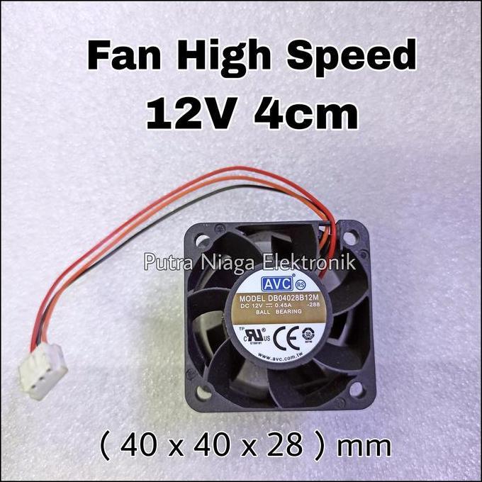 Baru (1) Fan DC 12V 4cm High Speed Kipas Pendingin 12 Volt dimensi 40x40x28mm putran1a Murah