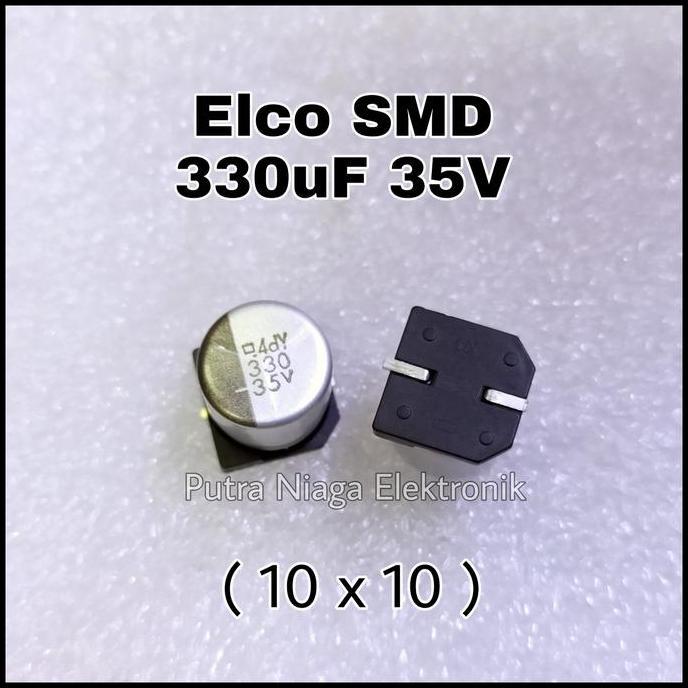 Diskon (1) Elco SMD 330uf 35v alumunium 330 uf kapasitor 337 35 volt putran1a dijamin