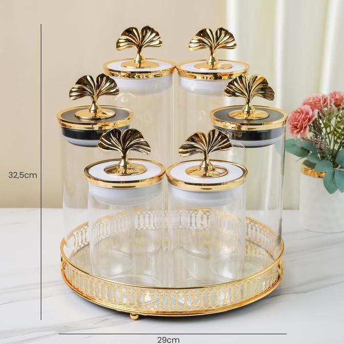 Paket Bundling Toples + Nampan Gold / Bundling Toples + Nampan + Box Tisu / Hampers Toples & Nampan 