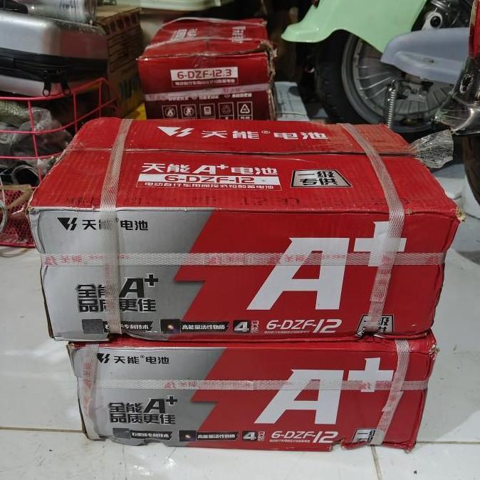 Aki Baterai Sepeda Listrik soket PLAT dan BAUT merk TIANNENG dan CHILWEE universal cocok untuk Goda 