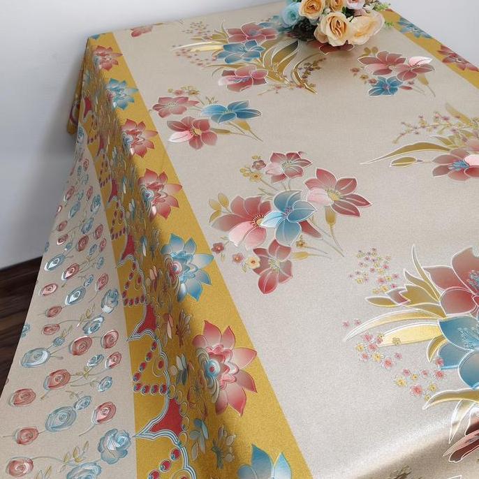 =====] Taplak Meja PVC Perak Hot Stamping Tahan Air Berkualitas Tinggi Pola Bunga Warna-warni,taplak