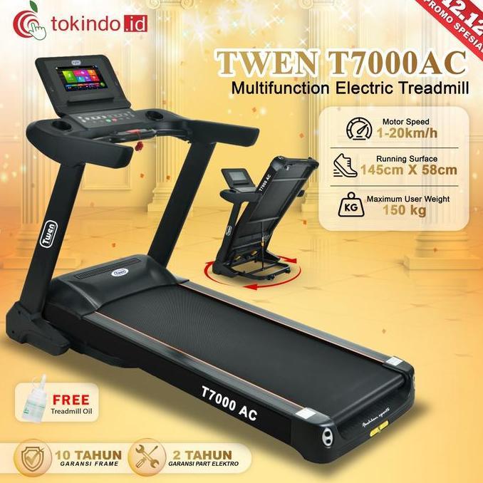 Promo Twen T7000AC Treadmill Listrik Portable Multifungsi Lipat Treadmill Olahraga Diskon